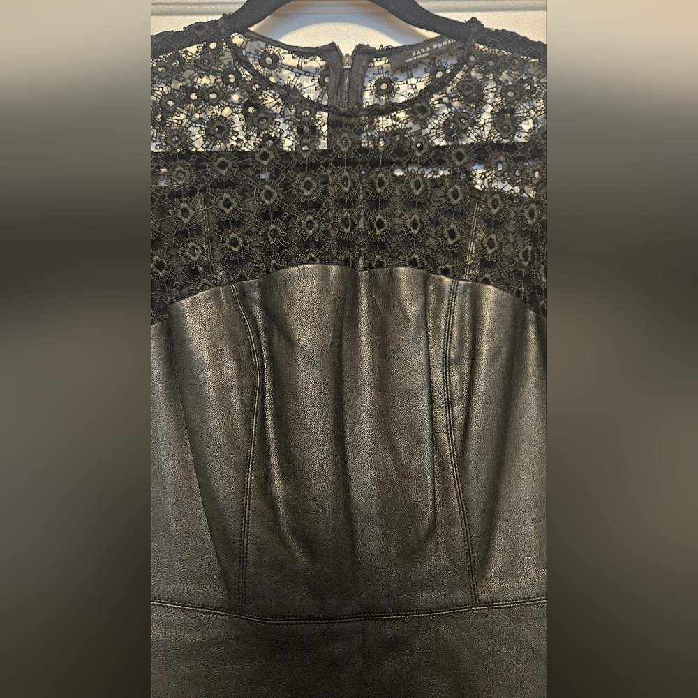 Zara Black Mini Dress with Lace Overlay - Picture 2 of 6